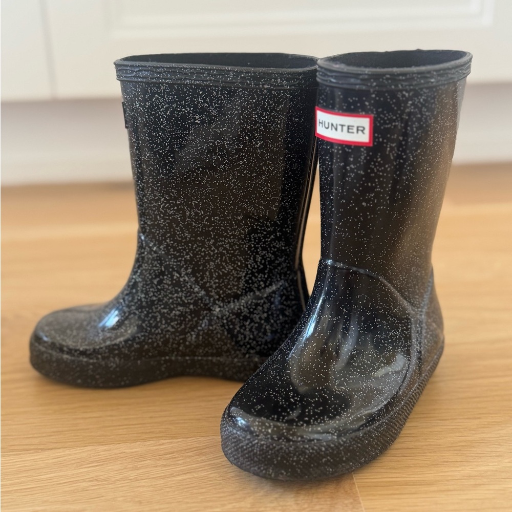 Hunter Black Glitter Rain Boots
